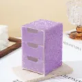 Luxury sparkling 3-layer purple rhinestone desk organizer drawer box for jewelry - 1 Piece / Light Purple