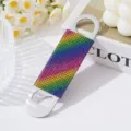Rainbow rhinestone-studded stainless steel bottle opener for sparkling sodas - Colorful