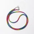 Cordon de téléphone en strass arc-en-ciel avec fermoirs argentés et patch clair - Plié 60cm / Coloré