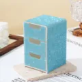 Luxury light blue rhinestone 3-layer drawer desktop jewelry and cosmetic storage box - 1 Piece / Lake Blue