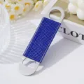 Portable stainless steel speed bottle opener encrusted with shiny blue rhinestones - Sapphire Blue