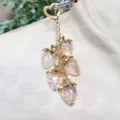 Exquisite iridescent resin strawberry keychain with heart-shaped clasp for women's bags - Transparent Pink