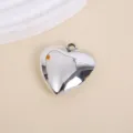 3D polished silver heart-shaped pendant with loop for DIY jewelry and accessory making - 3x3cm