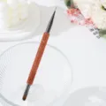 Pincel nail art de doble punta con mango de diamantes naranjas para el delineado. - Rojo Anaranjado