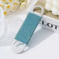 Stainless steel beer bottle opener with light blue rhinestone wrap - Lake Blue