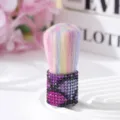 Professional rhinestone handle makeup brush with colorful soft bristles for powder - Purple and Fuchsia Rhinestones
