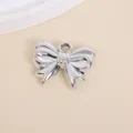 Silver bow charm pendant with UV plating for DIY jewelry making - 3.2x3.9cm