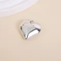 Smooth silver 3D heart pendant charm with loop for DIY jewelry making and craft projects - 3x3.1cm