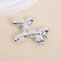 Silver metallic balloon dog charm with UV plated shiny finish for DIY jewelry - 5.4x5.2cm