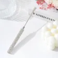 Professional stainless steel nail art mixing spatula with a sparkling rhinestone handle - AB White