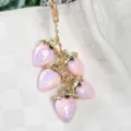 Gradient pink resin strawberry keychain with gold hardware for handbags and backpacks - Solid Pink
