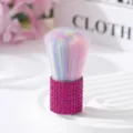 Rainbow powder brush with luxurious pink rhinestone handle for professional makeup - Rose Red