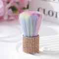 Colorful rainbow bristle makeup brush with sparkling rose gold rhinestone handle - Champagne Gold
