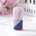 Colorful rhinestone handle makeup and nail cleaning brush with rainbow bristles - Iridescent Purple Gradient