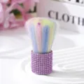 Creative rainbow makeup brush with purple rhinestone handle for powder and nail cleaning - Light Purple