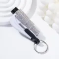 Multifunctional car safety hammer detail with iridescent rhinestone and seatbelt cutter - Aurora Borealis Rhinestone (White AB)