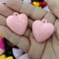Pink acrylic heart charms with hanging hole for DIY jewelry making and keychain - Pink