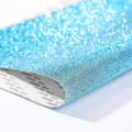 Macro view of blue self-adhesive sparkly rhinestone mesh sticker for DIY crafts - Lake Blue