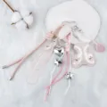 Rosa Y2K-Taschenanhänger mit süßem Bärenanhänger und silbernen Herz-Accessoires - Rosa