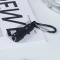 Bling black rhinestone mini led flashlight with a sturdy carabiner clip attached - Black Rhinestone