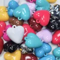 Colorful glossy acrylic heart charms with hanging holes for DIY jewelry - Random Mixed Colors