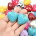 Glossy light blue acrylic heart charms for DIY jewelry and keychain making projects - Light Blue