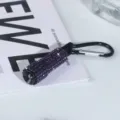 Portable mini LED flashlight keychain with sparkling purple rhinestone embellishments - Purple Rhinestones