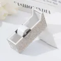 Luxury rhinestone eyelash extension tape dispenser and cutter for beauty salons - White