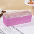 Pink rhinestone makeup brush organizer box with clear dustproof lid for vanity desktop - Flip Rectangular Storage Box / Pink