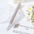 Sparkly rhinestone nail art pen with 5 interchangeable nibs for precise drawing and dotting - White