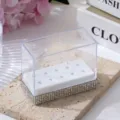 Nagelbohrer-Aufbewahrungsbox mit 10 Löchern und elegantem Strassbesatz für Maniküre - AB Farbe (10-Loch) / AB Weiß