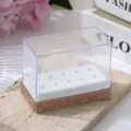 Detailansicht einer 10-Loch Nagelbohrer-Aufbewahrungsbox mit elegantem Strassbesatz. - Champagnergold