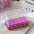 Detailansicht der 10-Loch-Acrylbox mit rosa Strass für Nagelbohrer-Aufbewahrung - Rosa Stil (10-Loch) / Rosa