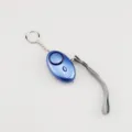 Blue oval personal security alarm with keychain and integrated LED flashlight - Blue