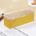 Elegant golden rhinestone makeup brush organizer with clear dustproof lid for desk - Flip Rectangular Storage Box / Yellow