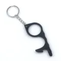 Black multi-functional non-contact door opener keychain with stylus tip and hook - Black