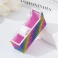 Bling rainbow rhinestone tape dispenser specifically for eyelash extensions tape - Colorful