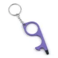 Portable multi-functional no-touch door opener keychain with a purple plated finish - Purple