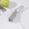 Mini LED flashlight with sparkling rhinestones and silver carabiner keychain detail - AB White