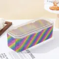 Glittering rainbow rhinestone makeup brush storage box with clear dustproof lid - Flip Rectangular Storage Box / Colorful