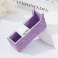 Purple rhinestone eyelash tape dispenser and storage box for beauty tools - Light Purple