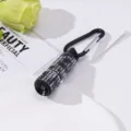 Close-up of mini LED flashlight keychain with sparkling rhinestones and carabiner. - Black 2