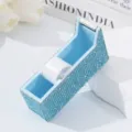 Luxury blue rhinestone eyelash extension tape dispenser cutter for professional beauty - Lake Blue
