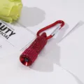 Close-up of a mini red rhinestone-encrusted LED flashlight with a sturdy carabiner - Red