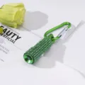 Close-up of green rhinestone mini LED flashlight with matching carabiner keychain - Green