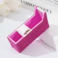 Pink rhinestone eyelash extension tape dispenser cutter for salon use - Rose Red
