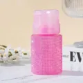Gedetailleerd overzicht van 100ml roze strass steentjes pomp dispenser fles voor cosmetica - Hervulbare Fles / AB Roze