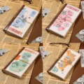 Cuaderno de viaje vintage de cuero diario agenda portátil estética papelería regalo - Cuaderno de viaje 32K 64 hojas (Carta de la costa) 4 estilos mixtos