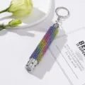 Macro detail of rainbow rhinestone encrusted mini LED flashlight keychain - Rainbow Style (彩1) / Without Battery / Rainbow Ombre