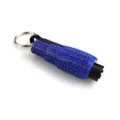 Blue rhinestone-encrusted mini 2-in-1 car window breaker and safety hammer keychain - Blue